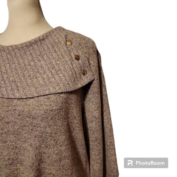 Adrienne Vittadini | Women's Cowl-Neck Sweater Grey | Medium - Picture 2 of 9